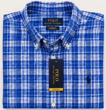 Polo Ralph Lauren Classic Fit Performance Blue Plaid Button Down Shirt 