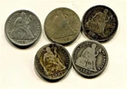Seated Liberty Dimes - 1840 - 1891, 10 coin lot