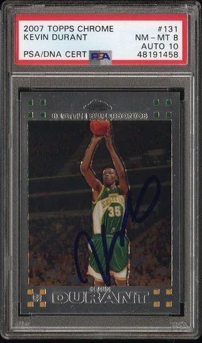 Kevin Durant - 2007 Topps Chrome PSA 8 10 Auto Rookie