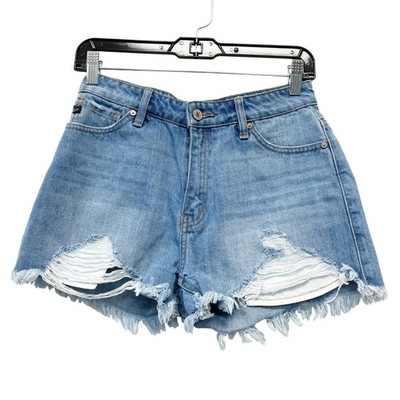 KanCan Women's Light Wash High Rise Distressed Denim Cutoff Shorts Size Small