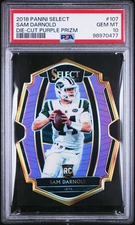 #107 Sam Darnold 2018 Panini Select 10 GEM-MT sports Die-Cut Purple Prizm