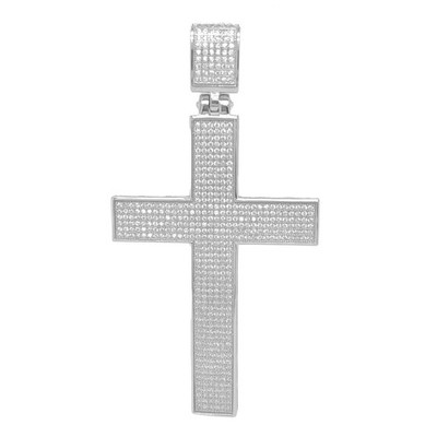 925 Sterling Silver Charm Cross Pendant with CZ  for Men and Women