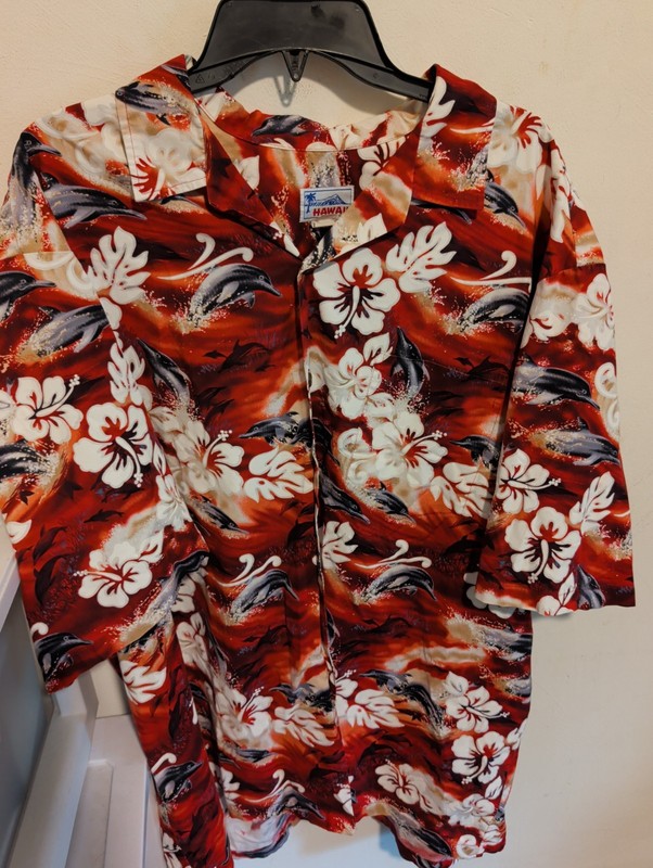 Hawaii Red Floral Vintage  Hawaiian Button Shirt Mens Size 2XL Made In Hawaii