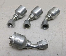 4 Parker 13743-4-4 Hydraulic Hose Crimp Fittings 1/4” Hose X 1/4” FJIC 45°