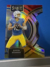 2023 Panini Select Red and Yellow Prizm Die-Cut Justin Herbert #136 Chargers