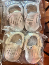 NWT Resellers Lot of 45 Genuine Leather Baby Moccasins Various Colors Sizes