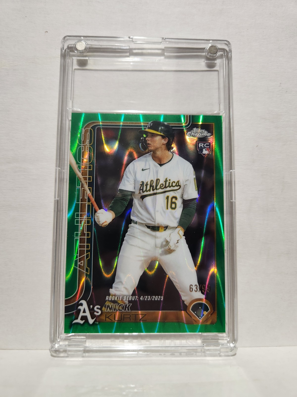 2025 Topps Chrome Update - Nick Kurtz Green Lava Debut 63/99 (RC) Jersey Match