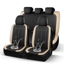 Car seat Covers Waterproof Neoprene Seat Covers, Airbag Full Set Black Beige