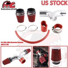 Dual Twin Red Filter Air Intake System Induction For 2001-04 Corvette C5 5.7l V8