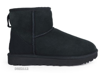 UGG Classic Mini II Black Suede Fur Boots Womens Size 7 -NIB-