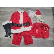 Rubies Santa Claus Christmas Costume Set One Size Red Plush Beard Hat Gloves Bag