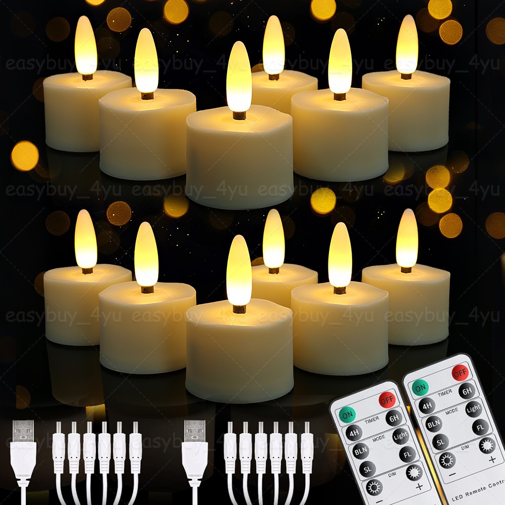 Rechargeable LED Tea Lights With Remote - 6 Pack Flameless Candles With Timer Function