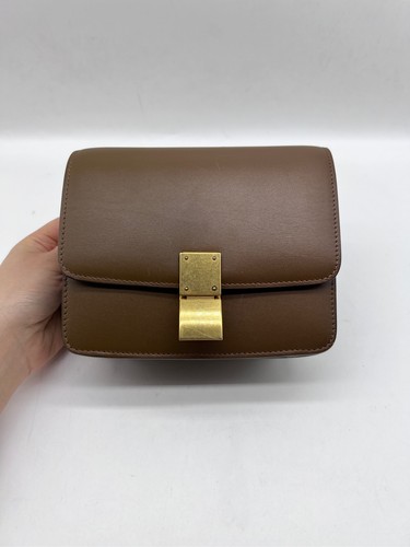 Celine Brown Smooth Leather Small Box Bag authentic