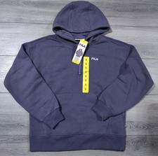 FILA Hoodie Sweater Shirt Adult Small Dark Purple Long Sleeve Hooded Athletic