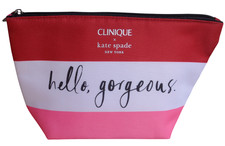 Clinique x Kate Spade Hello Gorgeous Makeup Bag Cosmetic Pouch Zip Clutch Travel
