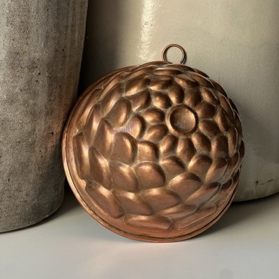 Antique French Solid Copper Pudding Mould  Artichoke Motif Mold French Kitchen