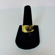 Gold Tone Stainless Steel Wave Swirl Band Rin...