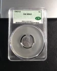 1943 D Steel Cent (CAC) MS63 WWII Era