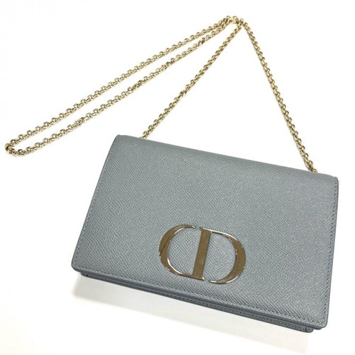 AUTHENTIC Christian Dior leather 30 Montaigne Shoulder Bag gray