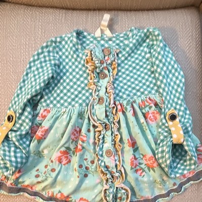 Matilda Jane Clothing Girls Fit & Flare Dress Blue/White Gingham Ruffle 6