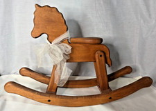 Vintage Large Wooden Doll Rocking Horse Handmade 14x20 in