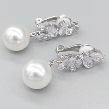 Clip On Earrings Ear Crystal Silver Non-piercing Zircon Unisex Clip-on Gift