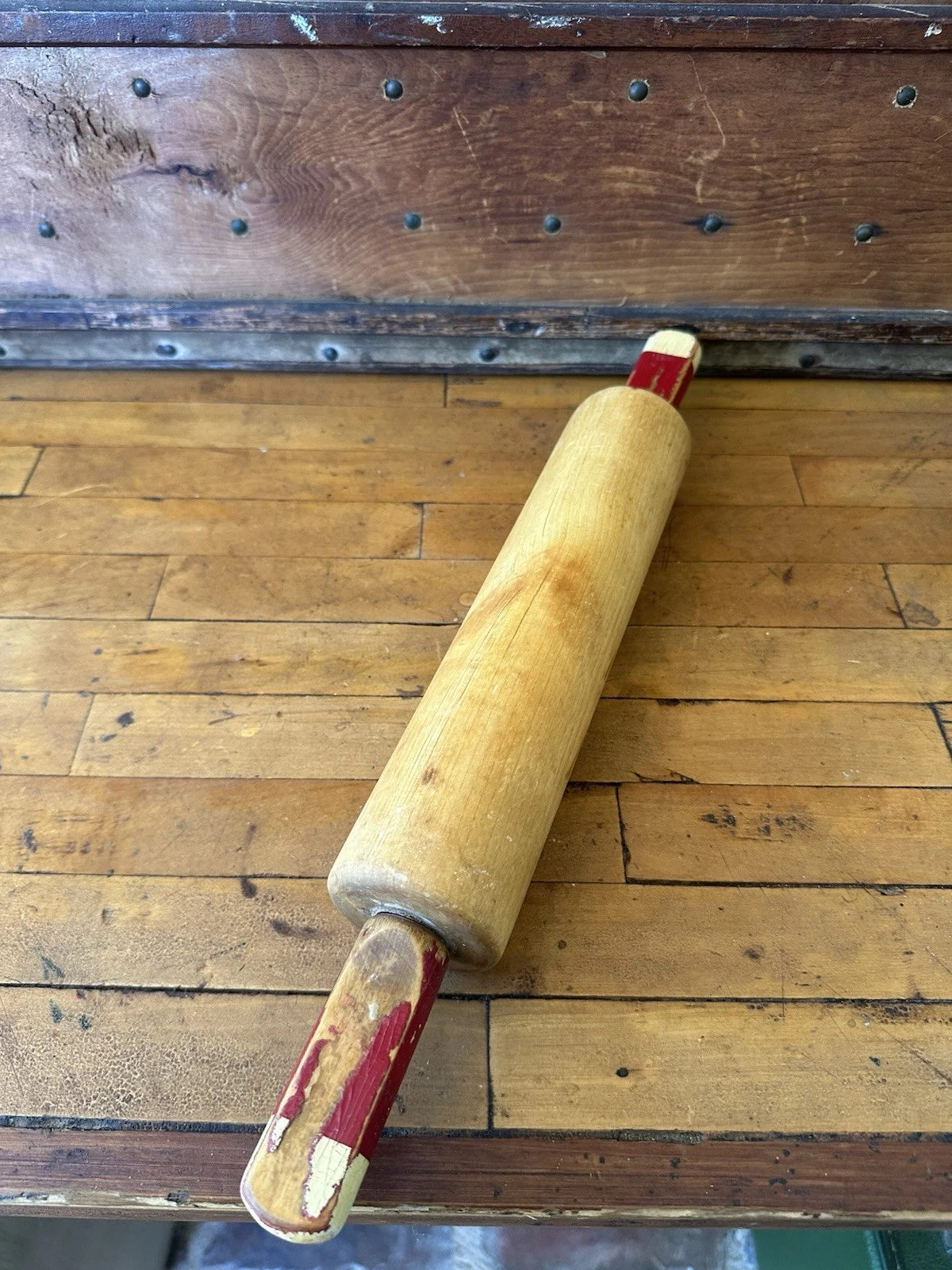 Vintage Rolling Pin - Red Handles - Wood - Awesome Patina
Opens in a new window or tab