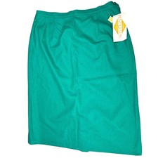 PENDLETON Women's 18 Vintage 80s Green Pure Virgin Wool Knee Length Skirt NWT
