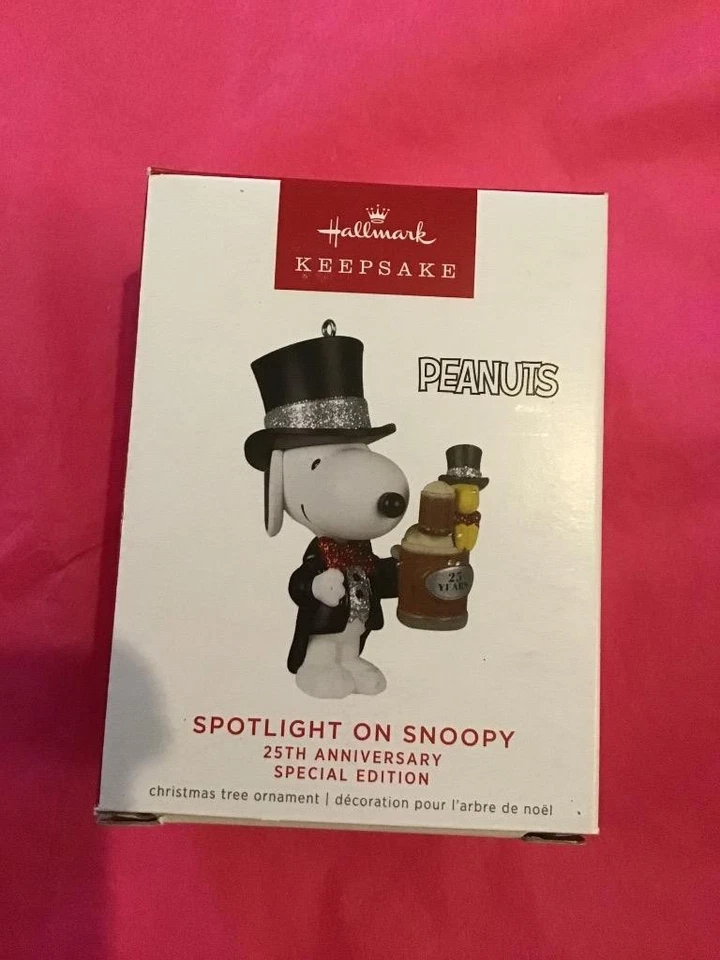 Hallmark Keepsake Ornament 2022 Spotlight on Snoopy Peanuts 25th special tuxedo