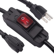 3 Prong Extension Cord with Inline Switch On/Off 14AWG 1.5FT Outlets Power Cords