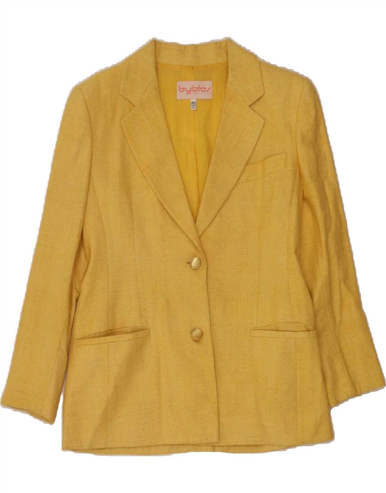 BYBLOS Womens 2 Button Blazer Jacket IT 40 Small Yellow BR04