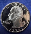 1996-S Silver Washington Quarter Proof - San Francisco Mint - 90% Silver - Toned