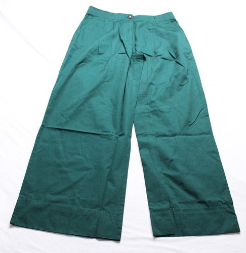 Loft Petite Damenhose vorne flach Popeline weites Bein LC7 grün Größe 10 neu mit Etikett