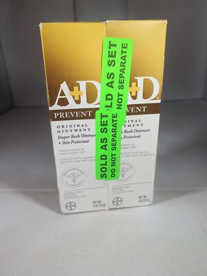2-A+D Original Diaper Rash Ointment, Skin Moisturizer, 4 Oz Tube Each Exp:7/2025