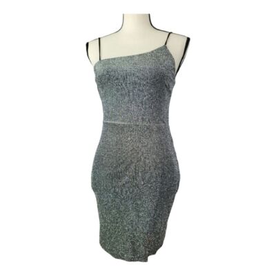 Lulus silver and black sparkle bodycon dress Size S New