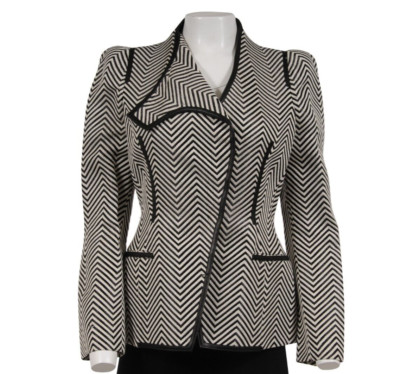 Tom Ford  Herringbone Jacket IT 42 Black White Nylon Cotton Blend Blazer Coat