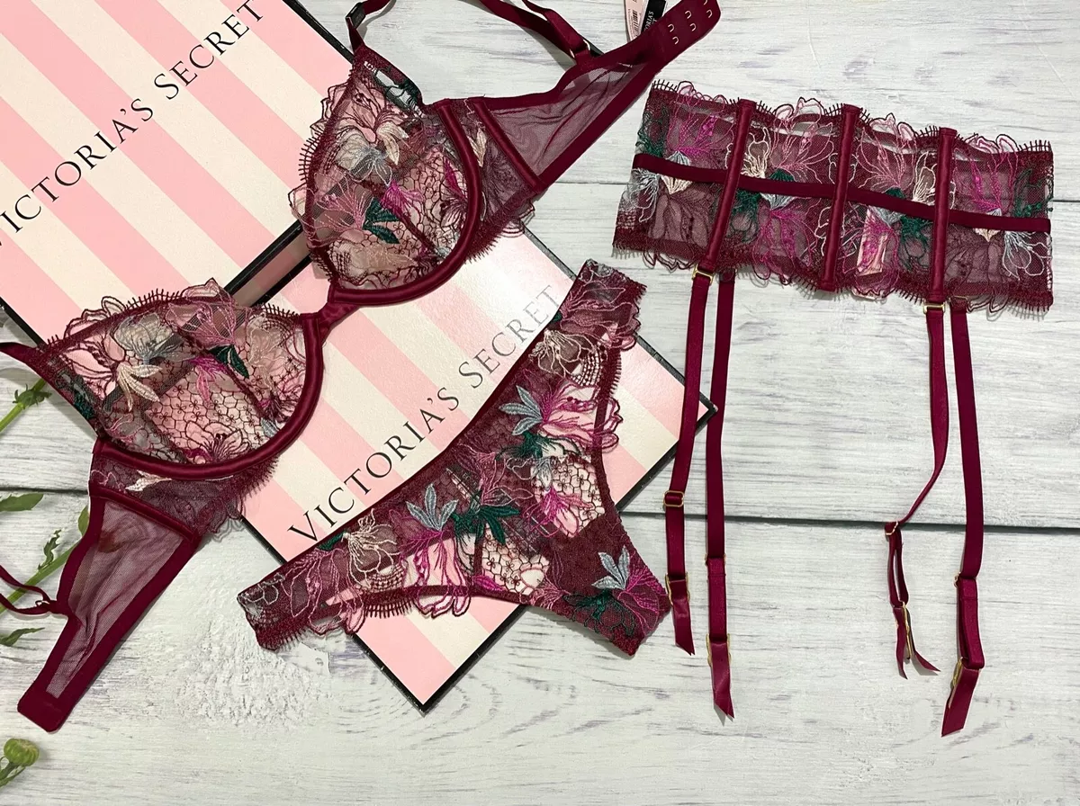 Victorias Secret LUXUS DESSOUS 3-teiliges Set ungefütterter halber BH +  Höschen