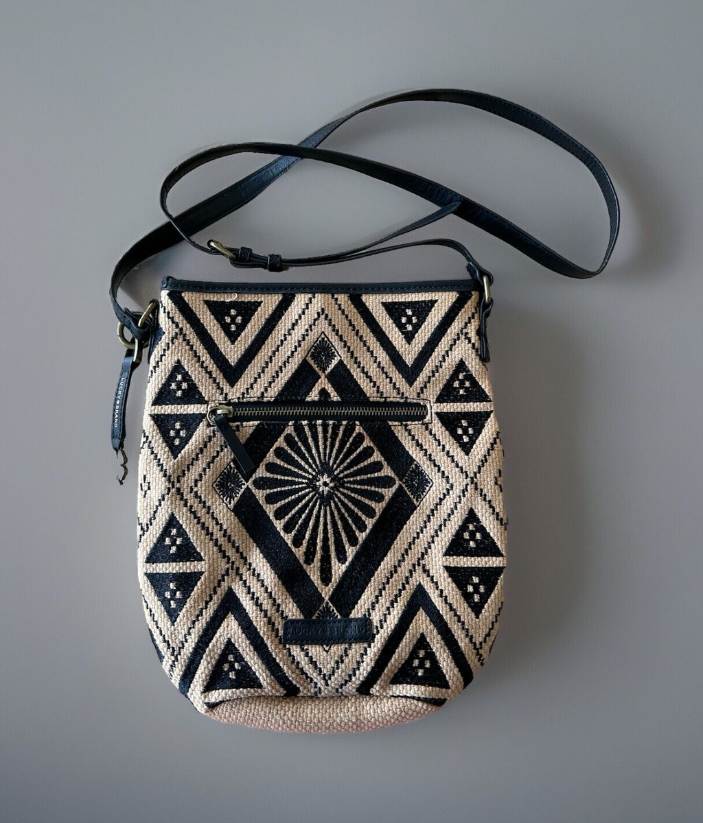 Lucky Brand Maya Jute Hippie Crossbody Bucket Bag Purse New