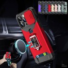 Luxury Armor Ring Card Slot Cover Case For 16 15 14 13 12 11 Pro Max XR X 7 8 SE