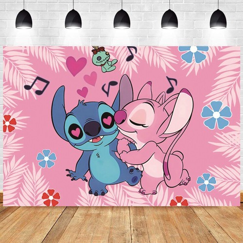 Lilo Stitch And Angel Backdrop Happy Birthday Party Decorations Photo Background - Picture 12 of 13