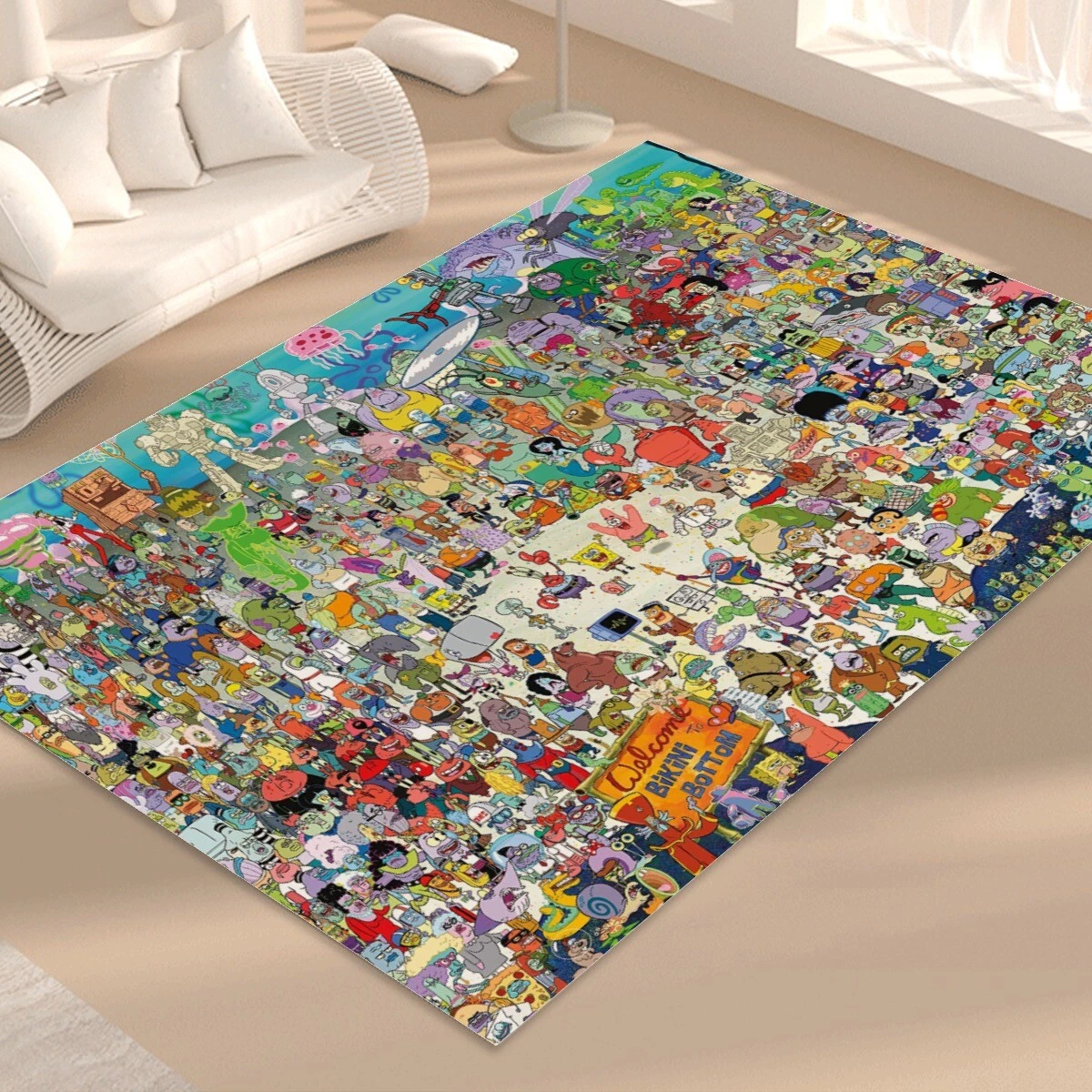 SpongeBob Characters Foldable Rectangular Floor Mat Rug Anti-Skid Carpet