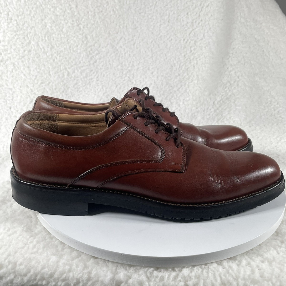 E.T. WRIGHT Dress Shoes Mens 10S Slim Brown Leather Oxford Italian Made Lace Up View 6