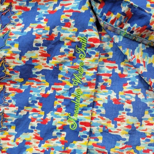 Camisa Robert Graham Azul Geométrica Johnson Valley Bordada Manga Corta - Imagen 6 de 8