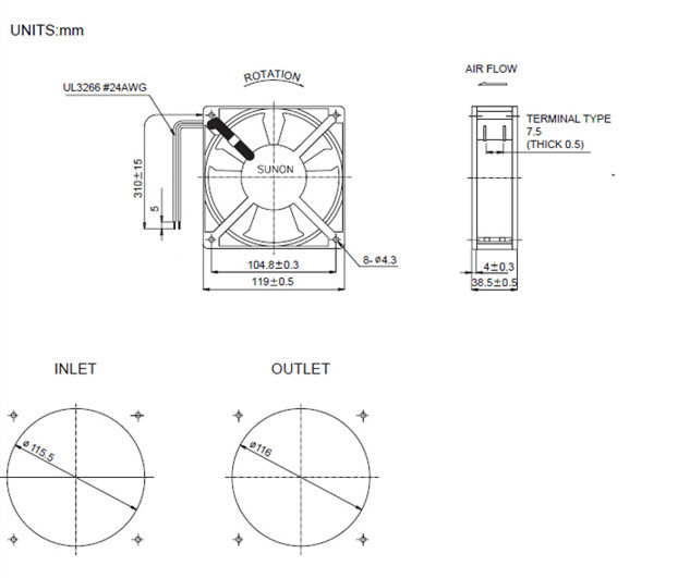 Ventola Assiale Sunon DP200A 2123XST.GN 220-240V 0,14/0,12AMP 120X120X38MM - Foto 4