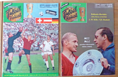 2x Fußball Pokal 1966+1968 1 x Halbzeit Sonderausgabe Mexico 1970 Sportmagazine