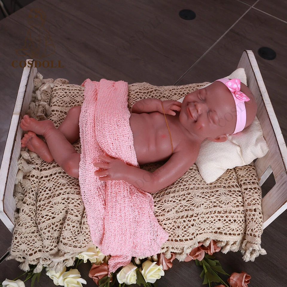 18,5" Ganzkörper Silikon Floppy Reborn Baby Puppen braune Haut Newborn Mädchen - Bild 3 von 4