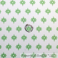 BonEful Fabric FQ Cotton Quilt White Green Flower Leaf Dot Stripe Calico Print S