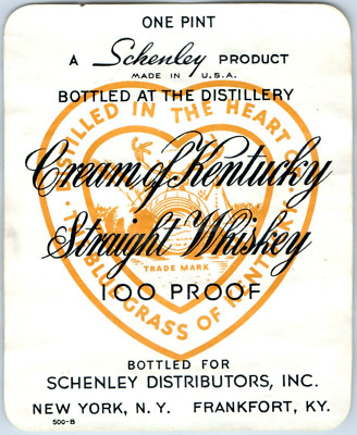 1920s-30s Cream of Kentucky Straight Whiskey 100 Proof Frankfort, KY Label WL3