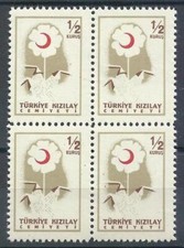 Turkey 1957 Sc# RA207 Flower Kizilay block 4 MNH