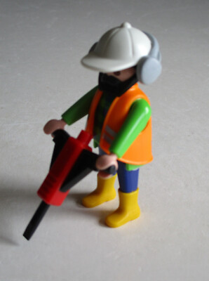 16222 - Playmobil aus Set 5458 Serie 6  Boy  Bauarbeiter mit Presslufthammer